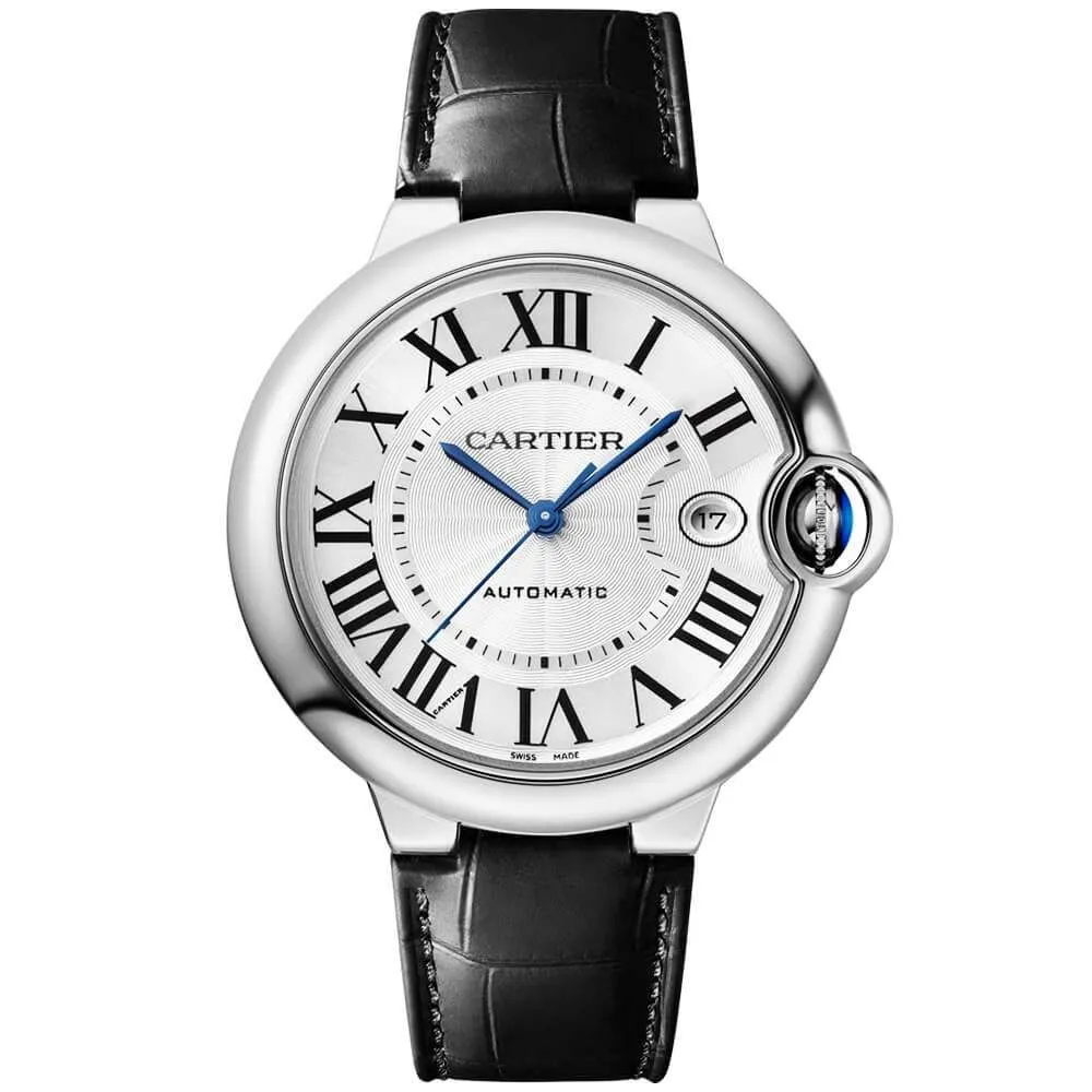 カルティエバロン ブルー 40mm シルバー ダイヤル自動巻き ウォッチ WSBB0039