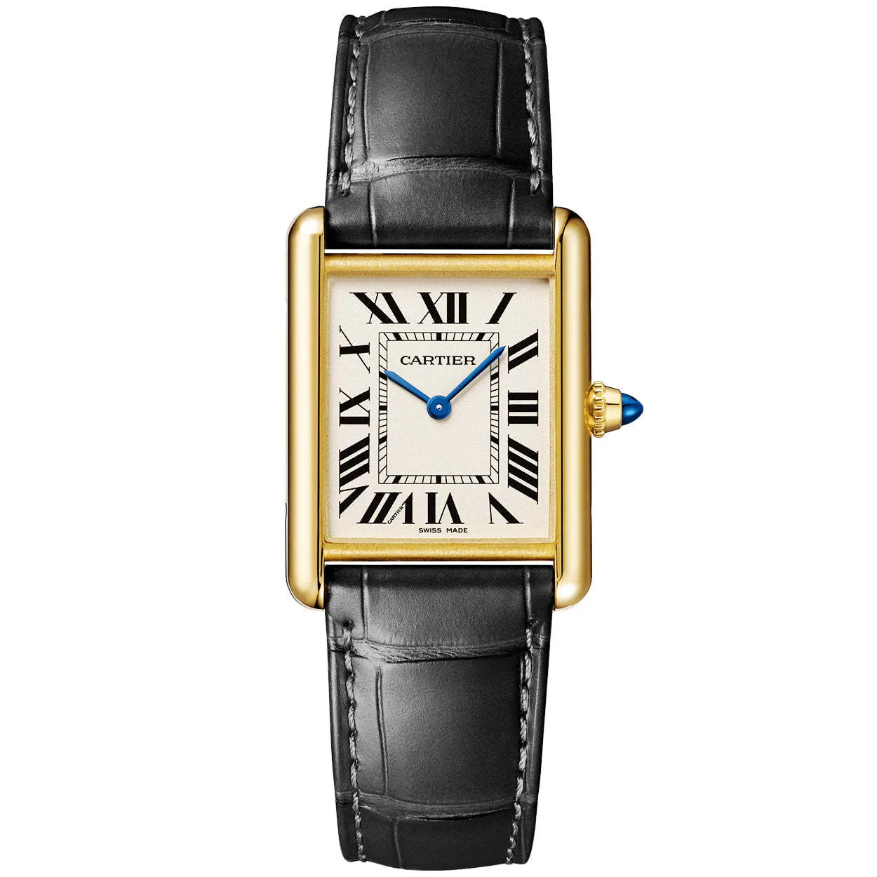 カルティエ タンク ルイ カルティエ 18ct イエローゴールド ラージモデル レザーストラップ 時計 WGTA0067
