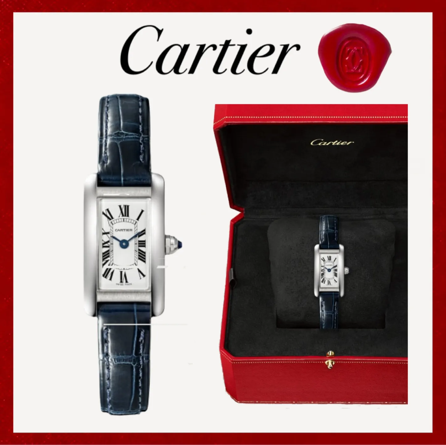 CARTIER タンク アメリカン ウォッチ ミニ アリゲーター