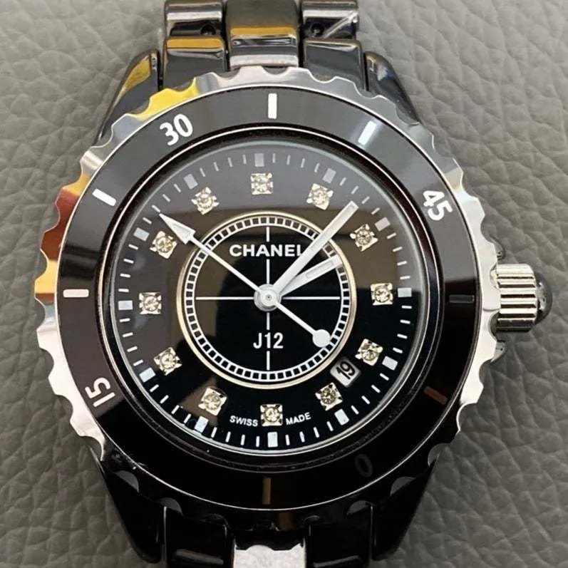 J12 38MM QUARTZ BLACK CERAMIC DIAMOND NUMERALS