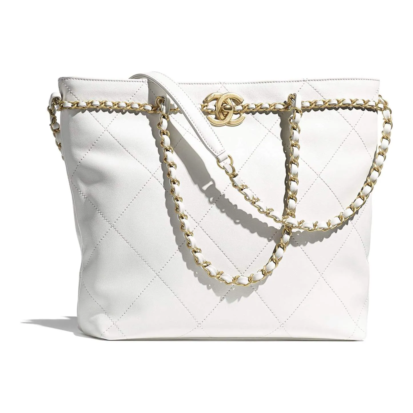 【Chanel】スモール ショッピング バッグ チェーン ホワイト