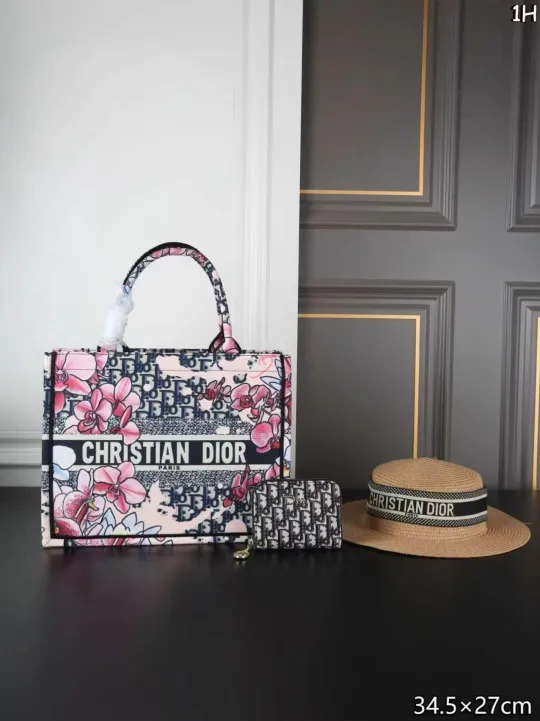 「クリスチャン・ディオール」CHRISTIAN DIOR トートバッグ＋財布＋麦わら帽子 3 点セット 限定セール 大人気販売中