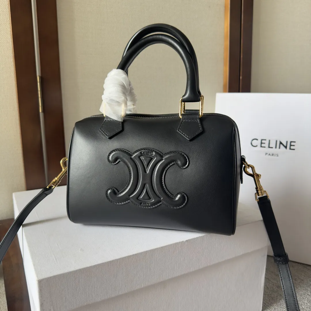 セリーヌ「Celine」 ボストンバッグ スムースレザー ショルダーバッグ
