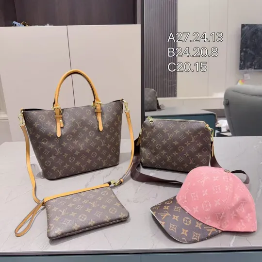 「ルイ・ヴィトン」Louis Vuitton トート+ショルダー+ポーチ+キャップ 4 点セット 大人気ブランド風セット