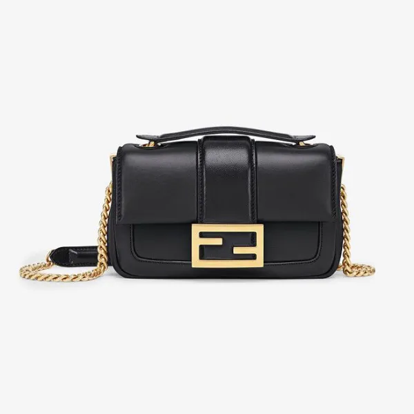 【Fendi】バゲット チェーン スモール ブラック ナッパレザー バッグ